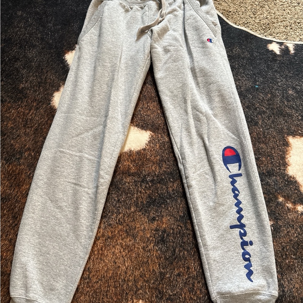 Champion Women's Gray Joggers with Blue Logo